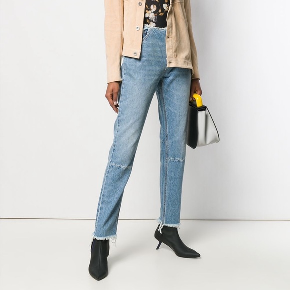 Farfetch Unravel Project Frayed Detail Slim Light Blue Jeans Raw Hem Size 28 - Picture 3 of 15